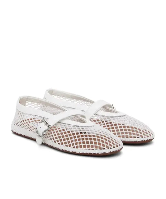 Prada Alaïa Buckle Ballet Flats | White