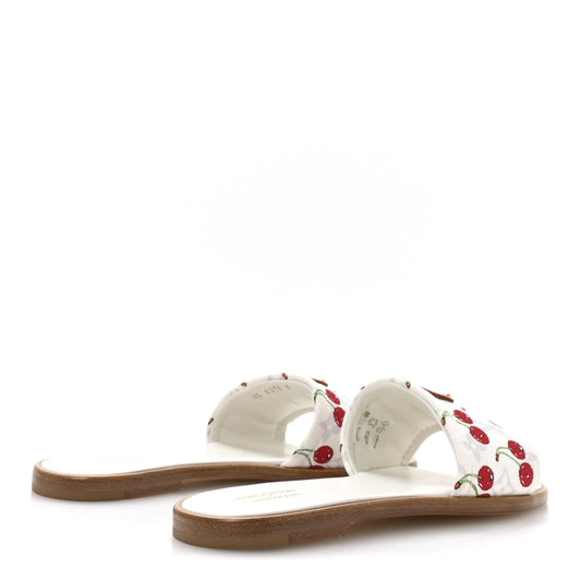louis vuitton Cherry Lily Flat Mule X Takashi Murakami White