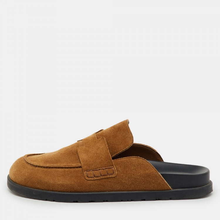 Hermès Suede Calfskin Mule Brun Fum