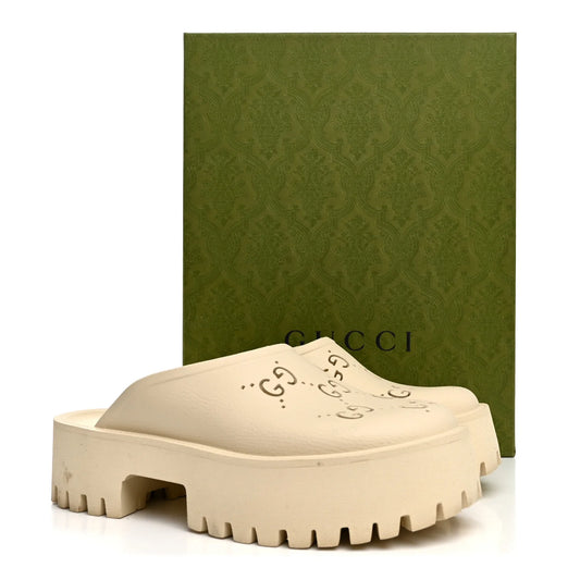 Gucci Rubber Monogram GG Go Through Platform Slide