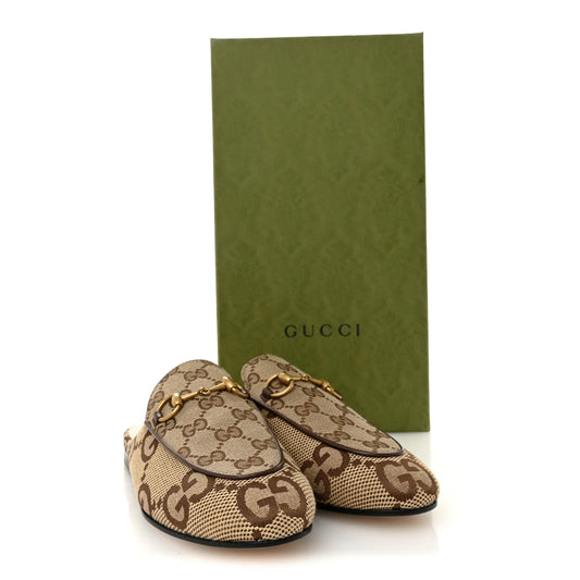 Gucci Beige/Brown GG Canvas Princetown Flat Mules
