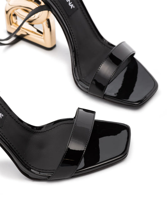 Dolce and Gabbana Logo Heel Ankle Strap Sandal