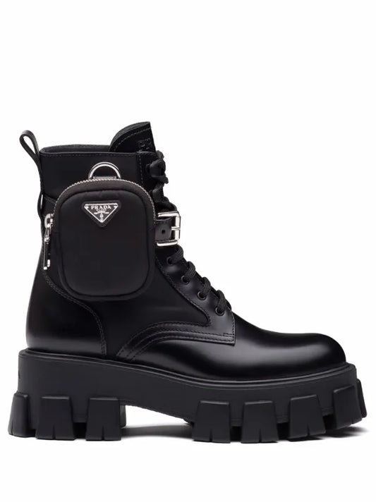 Prada Monolith Leather And Re-nylon Combat Boots