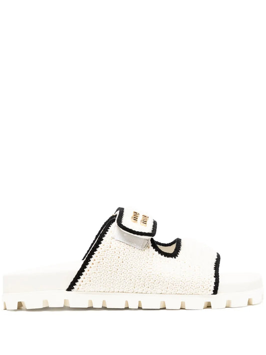 Miu Miu Crochet sandals white