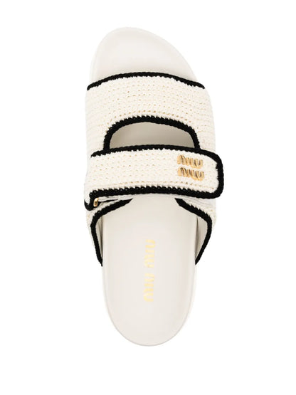 Miu Miu Crochet sandals white