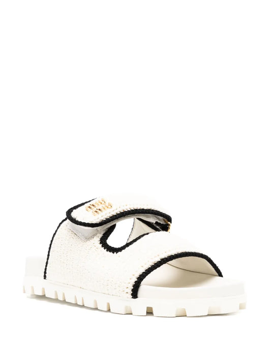 Miu Miu Crochet sandals white