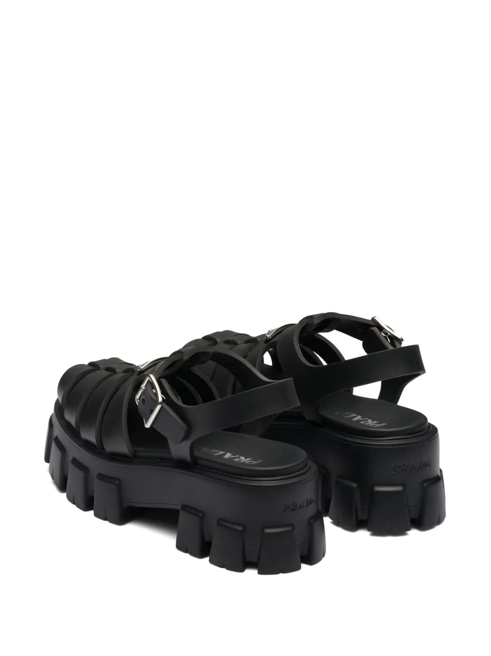 Prada Black Rubber Monolith Platform Sandals