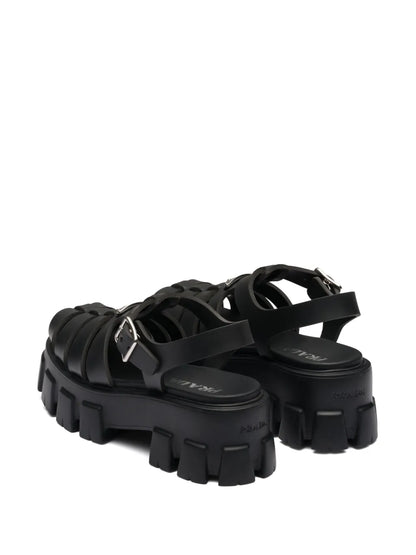 Prada Black Rubber Monolith Platform Sandals