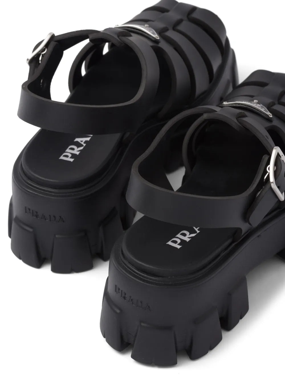 Prada Black Rubber Monolith Platform Sandals