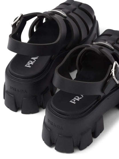 Prada Black Rubber Monolith Platform Sandals