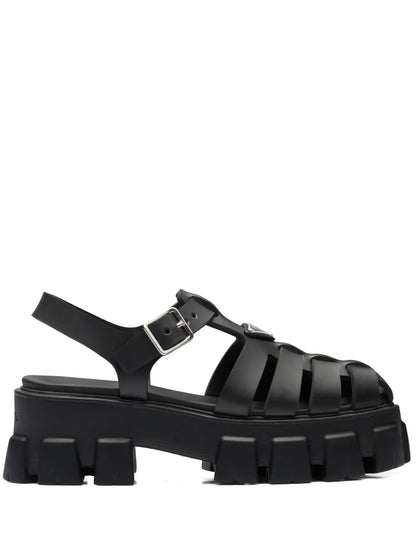 Prada Black Rubber Monolith Platform Sandals