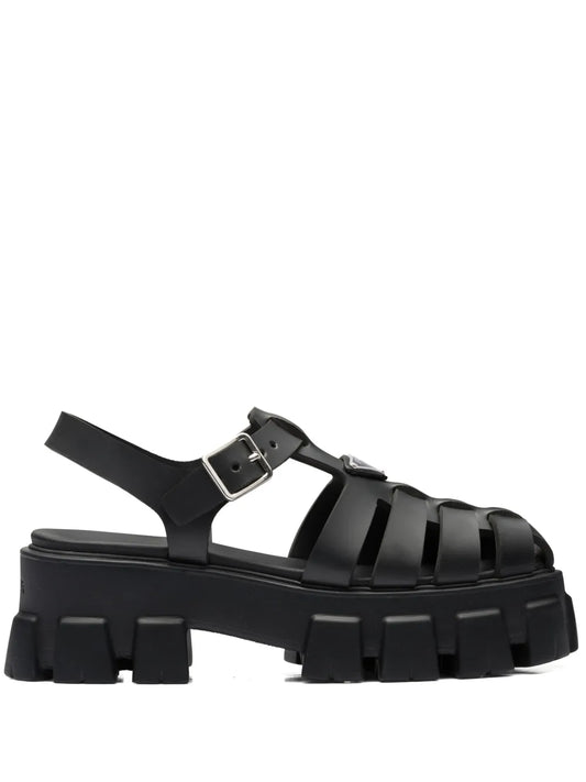 Prada Black Rubber Monolith Platform Sandals