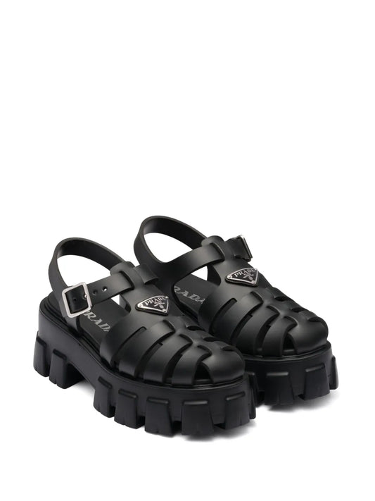 Prada Black Rubber Monolith Platform Sandals