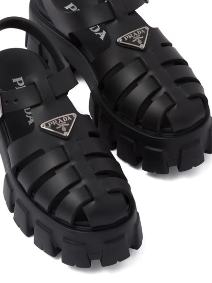 Prada Black Rubber Monolith Platform Sandals