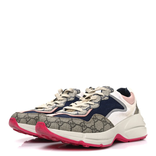 Gucci Multicolor Fabric and Leather Rhyton Low Top