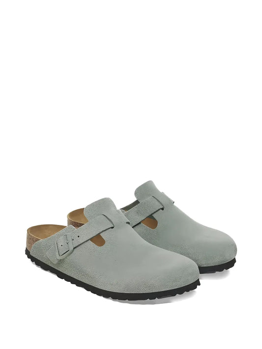 Birkenstock Boston BS Suede "Pure Sage" mules