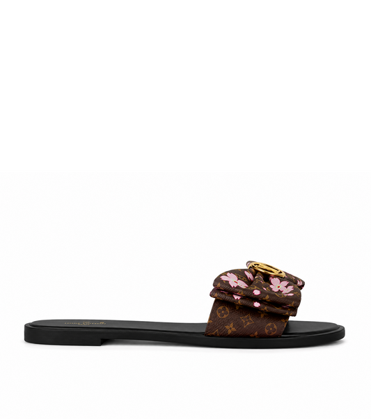 Louis Vuitton Takashi Murakami Lily Flat Mule Cherry Blossom Sakura Brown