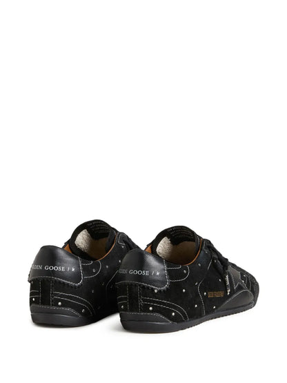 Golden Goose True-Star Trainers In Black Suede With Swarovski Crystals And Black