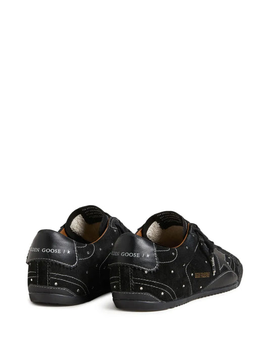 Golden Goose True-Star Trainers In Black Suede With Swarovski Crystals And Black
