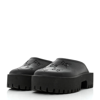 gucci rubber monogram gg go through platform slide black