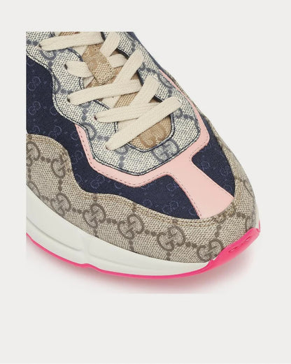 Gucci Multicolor Fabric and Leather Rhyton Low Top