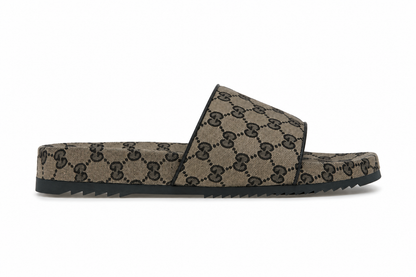 Gucci GG Slide Sandal Beige Blue Monogram