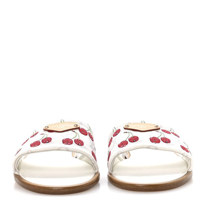 louis vuitton Cherry Lily Flat Mule X Takashi Murakami White