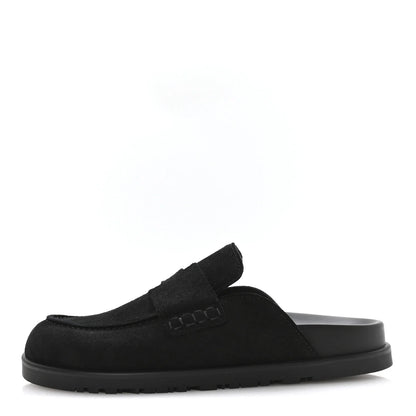 hermes suede calfskin mens go mules black