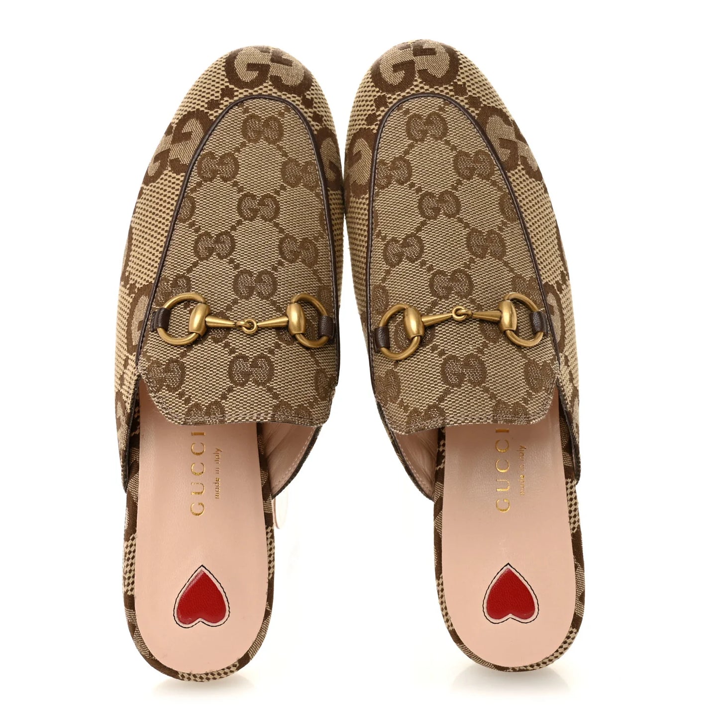 Gucci Beige/Brown GG Canvas Princetown Flat Mules