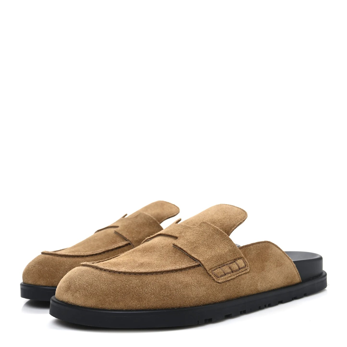 Hermes Suede Calfskin Mens Go Mules