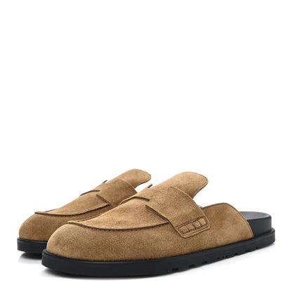 Hermes Suede Calfskin Mens Go Mules
