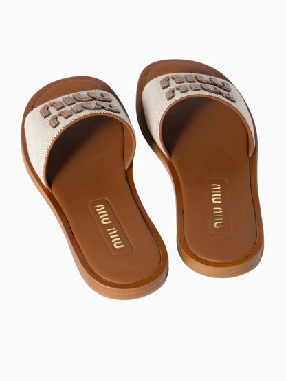 Miu Miu Canvas mules Naturale
