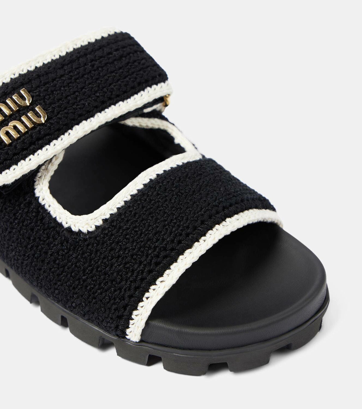 Miu Miu Crochet sandals black