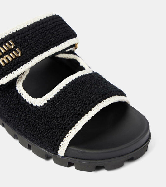 Miu Miu Crochet sandals black