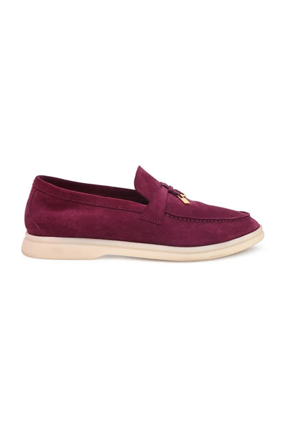 Loro Piana Burgundy suede Bright Amaranth Summer Charms Walk loafers