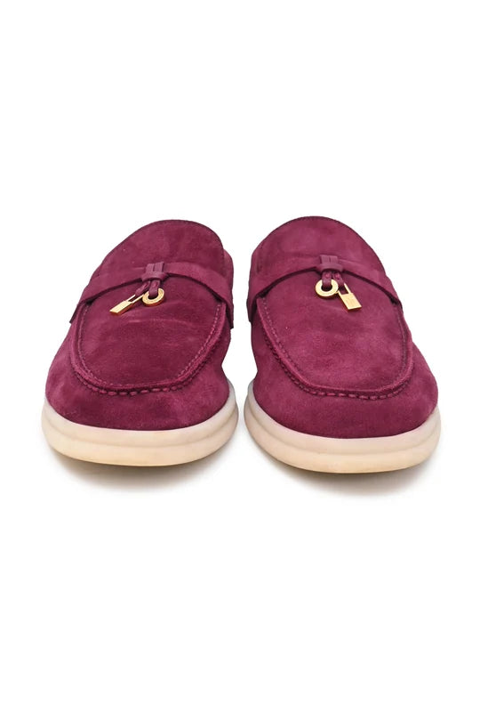 Loro Piana Burgundy suede Bright Amaranth Summer Charms Walk loafers