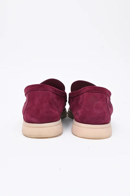 Loro Piana Burgundy suede Bright Amaranth Summer Charms Walk loafers