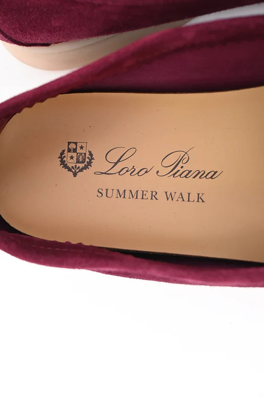 Loro Piana Burgundy suede Bright Amaranth Summer Charms Walk loafers