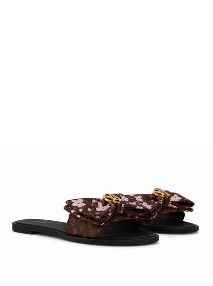 Louis Vuitton Takashi Murakami Lily Flat Mule Cherry Blossom Sakura Brown