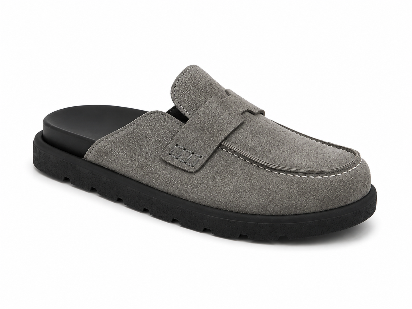 Hermes Suede Calfskin Mens Go Mules Gray