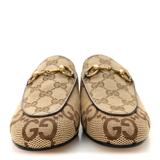 Gucci Beige/Brown GG Canvas Princetown Flat Mules