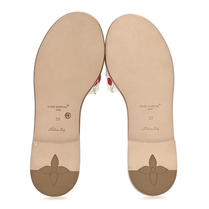 louis vuitton Cherry Lily Flat Mule X Takashi Murakami White
