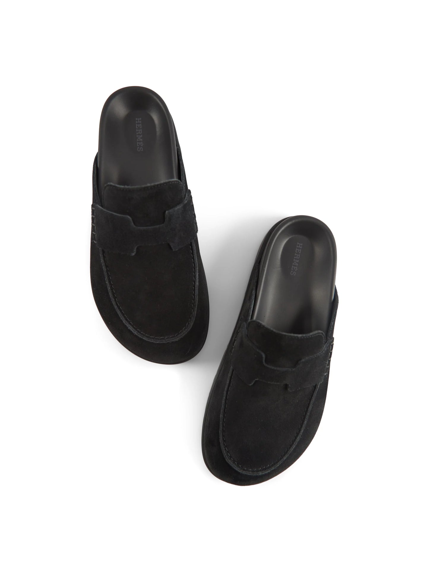 hermes suede calfskin mens go mules black