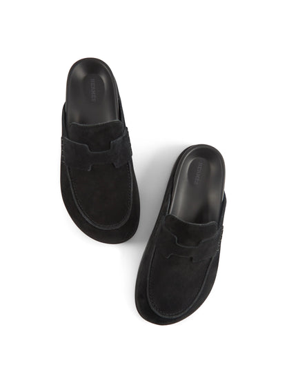 hermes suede calfskin mens go mules black