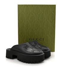 gucci rubber monogram gg go through platform slide black