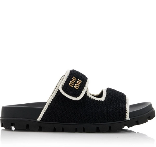Miu Miu Crochet sandals black