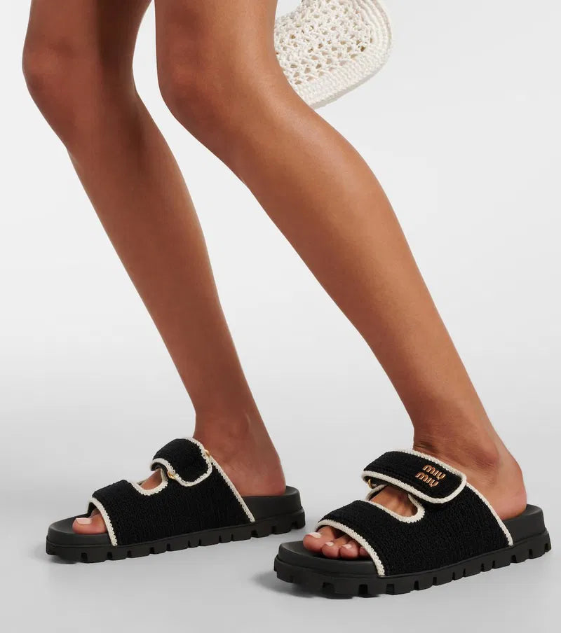 Miu Miu Crochet sandals black