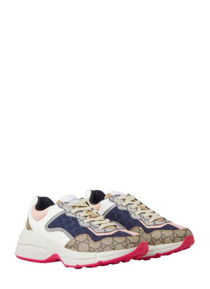 Gucci Multicolor Fabric and Leather Rhyton Low Top