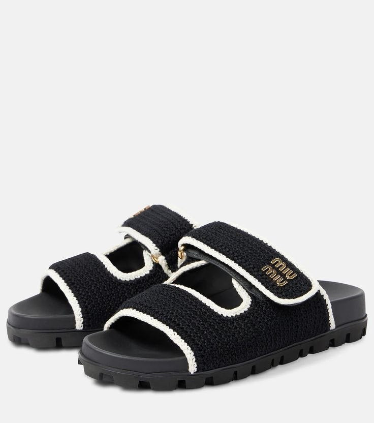 Miu Miu Crochet sandals black