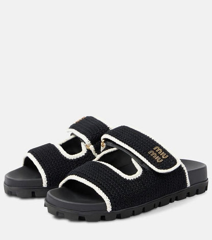 Miu Miu Crochet sandals black